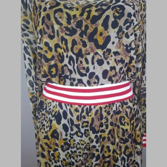 ASOS Leopard Print Mesh Midi Dress With Rib Detail Size 14 - Picture 6 of 14